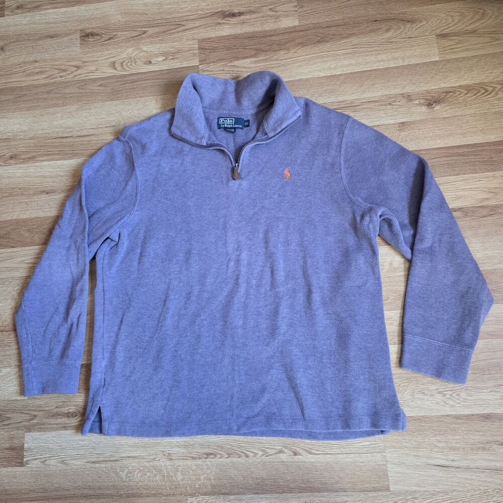 Polo Ralph Lauren Pullover Sweater Mens XL Purple Cotton Quarter Zip MC412